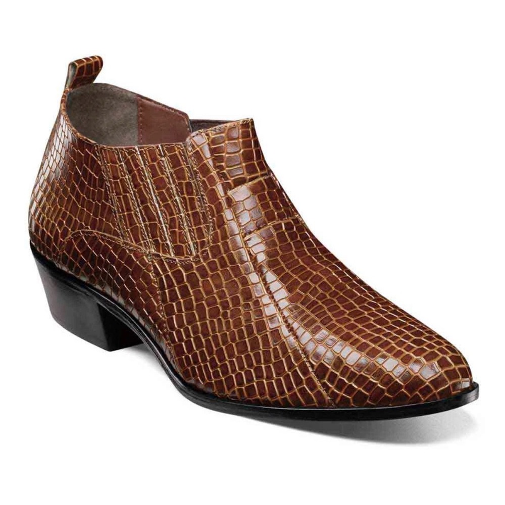 Stacy Adams Brown Crocodile Pattern Boots